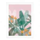 Poster Botanische Illustration in Grün und Rosa - Goed Blauw 