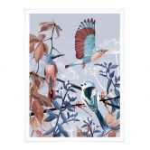 Poster Goed Blauw - Vögel im Winter 
