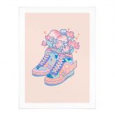 Poster Pastell Sneaker mit Blumen Kawaii - Hashimoto 