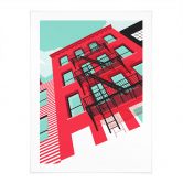 Poster Rote Fassade mit Feuertreppe in New York - Heemskerk 