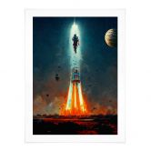 Poster Heine - Ab ins All - Raketenstart - Astro Cruise 