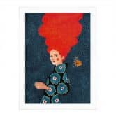 Poster Frau im Blumenkleid mit Schmetterling - Hülya 