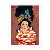 Poster Frau mit Blumenkrone und Katzen - Hülya 