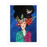 Poster Frau mit Kolibri in der Sternennacht - Hülya 