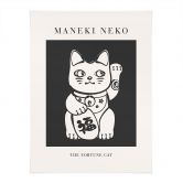Schwarz-Weiß Poster Maneki Neko - Die Glückskatze - KsanaKalpa 