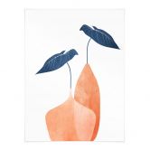 Poster Monstera-Blätter in zwei apricotfarbenen Vasen - Kubistika 