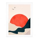 Poster Sonnenaufgang in der Landschaft mit Tauben - Kubistika 