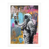 Plakat astronaut med due | collagekunst til stuen - Kuryliuk 