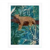Poster Leopard im smaragdgrünen Dschungel - Manovski 