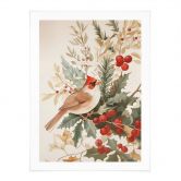 Poster Wintermotiv - Kardinalsvogel mit Beerenzweig - Melloi Art Prints 