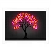 Poster im Neon-Look | Baum mit roten Herzen - Mielu 