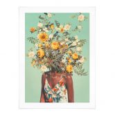 Poster Moth - Frau mit Sommerblumen auf dem Kopf 
