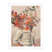 Poster Moth - Mann mit Blumen - Surreale Kunst 