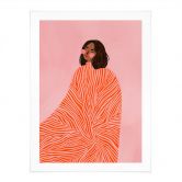 Poster Frau mit orangefarbener Decke - Müller 