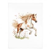 Poster Horse gallop in the flower meadow | Animal art for children 