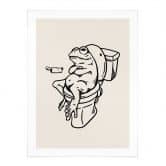 Poster Attendre aux toilettes - Illustration humoristique de grenouille - Royle 