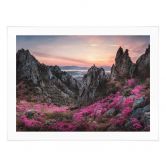 Poster Seo - Felsige Landschaft im Sonnenuntergang 