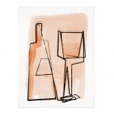 Poster Abstraktes Stillleben: Flasche und Weinglas - Treechild 
