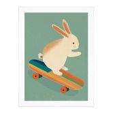 Poster Treechild - Niedlicher Hase auf einem Skateboard 