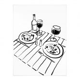 Poster Stillleben-Dinner mit Wein | Line Art - Treechild 