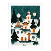 Poster Weihnachten - Winterlandschaft bei Nacht - Treechild 