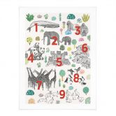 Kinderposter Illustration von Zootieren mit Zahlen - Walentynowicz 