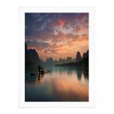 Poster Zhang - Asiatische Flusslandschaft in der Abenddämmerung 