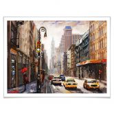 Poster Roter Schirm in New York Aquarell 