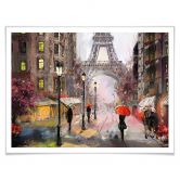 Poster Roter Schirm in Paris Aquarell 