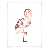 Poster Origami Flamingo - Kupfer-Optik 