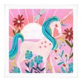 Poster Einhorn auf farbenfroher Blumenwiese - Bonne Müller - Quadratisch 