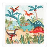 Kinderposter Farbenfrohe Dinosaurier im Urzeitwald - Bonne Müller - Quadratisch 