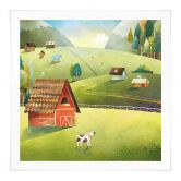 Poster Colorful farm in the mountains - DigitalArtsi 