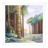 Poster Sonniger Wald mit Hirsch - DigitalArtsi 