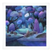 Poster Enchanted forest in midnight blue - DigitalArtsi 