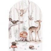 Muursticker rondboog wandpaneel Schattige dieren in het bos - Kvilis - breed 
