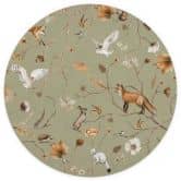 Children's room Wall Mural Playful forest animals on branches - Kikki Belle - Round - Self-adhesive/non-woven 
