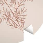 Tak van acacia in mokkakleur | Botanicals Fotobehang - anijs illustratie - rond - vliesbehang/zelfklevend vliesbehang 