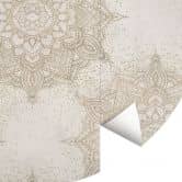 Elegant mandala-fototapet i sandguld - Bloomery Decor - Rundt - selvklæbende/ikke-vævet 