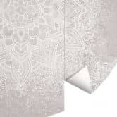 Wall Mural Soft Mandala on Grey-Beige - Bloomery Decor - Round - Self-adhesive/non-woven 