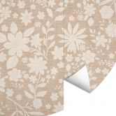 Wall Mural Vintage Flowers in Linen Look - Bloomery Decor - Round - Self-adhesive/non-woven 