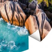 Fotobehang Tropische rotskust van de Seychellen - Colombo - Rond - vliesbehang/zelfklevend vliesbehang 