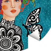Wall Mural Butterfly woman with wreath of flowers - Hülya - Round - Self-adhesive/non-woven 