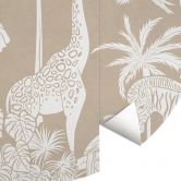 Papier peint photo Rêves de jungle - La faune africaine en marron - Kikki Belle - Rond - papier peint intissé/papier peint intissé autocollant 