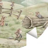 Papier peint photo rond Famille souris dans la forêt - Kikki Belle - papier peint intissé/papier peint intissé autocollant 