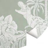 Papier peint photo Mondes préhistoriques verts - Dinosaures sous les palmiers - Kikki Belle - Rond - papier peint intissé/papier peint intissé autocollant 