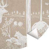 Wall Mural Autumn forest with deer and foxes - Brown - Kikki Belle - Round - non self-adhesive/self-adhesive wallpapers 