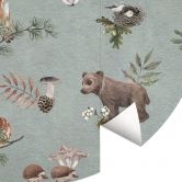 Fawn en bosvriendjes muurschildering - dieren voor kinderen - blauw - Kikki Belle - Rond - vliesbehang/zelfklevend vliesbehang 