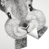 Fototapete Niedlicher Hase mit Kamillenblumen - Korenkova - Rund - Selbstklebend/Vlies 