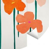 Behangcirkel Kleine bloemen in perzikkleuren - Kubistika - vliesbehang/zelfklevend vliesbehang 